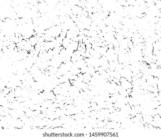Grunge is black and white. Abstract vector texture of old surface. Background of cracks, scuffs, chips, stains, ink spots, lines
