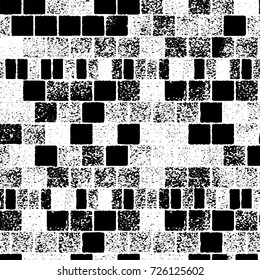 Grunge black and white abstract vector background from cracks, scratches, spots a futuristic pattern vintage texture