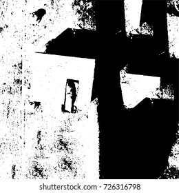 Grunge black and white abstract vector background from cracks, scratches, spots a futuristic pattern vintage texture