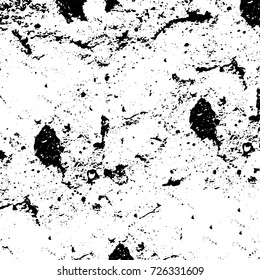 Grunge black and white abstract vector background from cracks, scratches, spots a futuristic pattern vintage texture