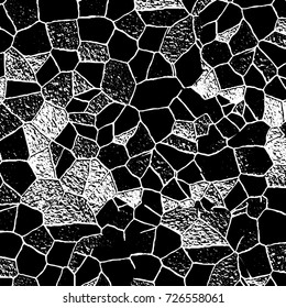 Grunge black and white abstract vector background from cracks, scratches, spots a futuristic pattern vintage texture