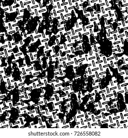 Grunge black and white abstract vector background from cracks, scratches, spots a futuristic pattern vintage texture