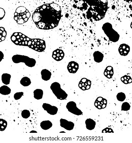 Grunge black and white abstract vector background from cracks, scratches, spots a futuristic pattern vintage texture