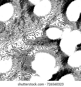 Grunge black and white abstract vector background from cracks, scratches, spots a futuristic pattern vintage texture
