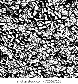 Grunge black and white abstract vector background from cracks, scratches, spots a futuristic pattern vintage texture