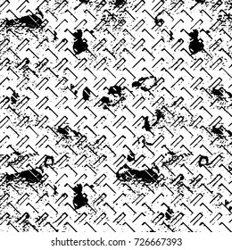 Grunge black and white abstract vector background from cracks, scratches, spots a futuristic pattern vintage texture