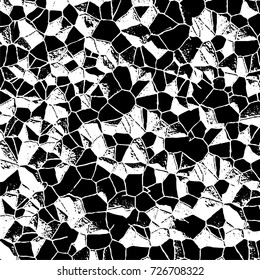 Grunge black and white abstract vector background from cracks, scratches, spots a futuristic pattern vintage texture