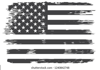 Grunge black and white American flag