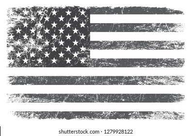 grunge black and white american flag