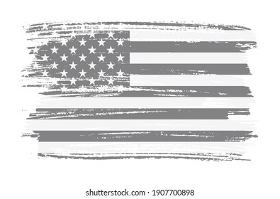 Grunge black and white American flag. 