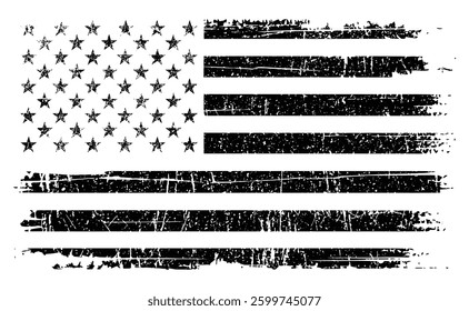 Grunge Black and White American Flag – Distressed USA Patriotic Design