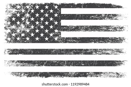 Grunge black and white American flag.Vector dirty USA flag.