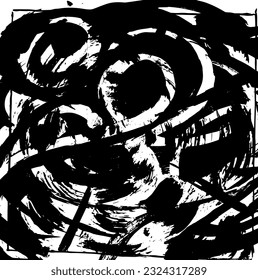 Grunge black and white background. The abstract texture is monochrome. Vector chaotic illustration