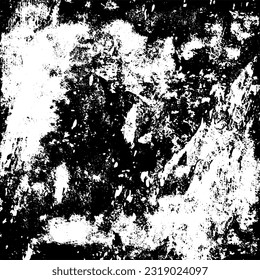 Grunge ist schwarz-weiß. Der Hintergrund ist Vektorgrafik abstrakt. Einfarbige Textur von Kratzern, Chips, Schellen, Schmutz. Surreal-Hintergrund-Vorlage