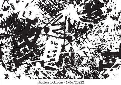 Grunge black and white. Chaotic seamless background. Repeating abstract texture. Monochrome camouflage