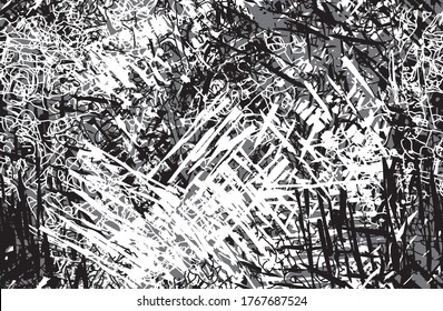 Grunge black and white. Chaotic seamless background. Repeating abstract texture. Monochrome camouflage