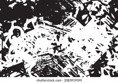 Grunge black and white. Chaotic seamless background. Repeating abstract texture. Monochrome camouflage
