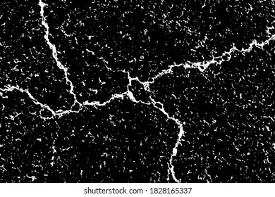 Fondo de textura de grieta negro y blanco (Vector). Uso para la decoración, envejecimiento o capa antigua