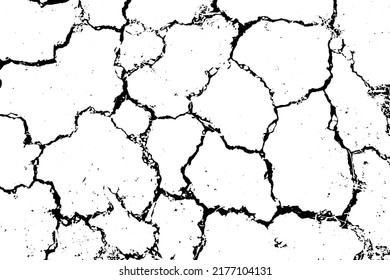 Grunge black and white crack texture background. Abstract messy and distressed element for overlay. (vector)