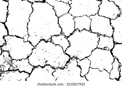 Fondo de textura de grieta en blanco y negro. Resumen de elementos desordenados y angustiados para superposición. (vector)