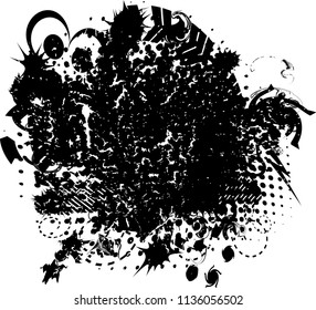 Grunge Black and White Distress Texture .Wall Background .Vector Illustration