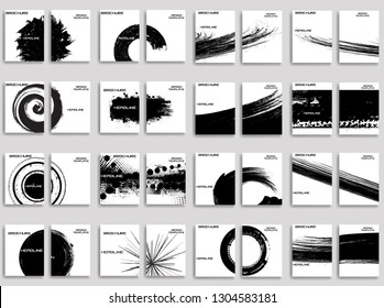 Grunge Black and White Distress Texture . Vector Illustration. Set of Flyer Templates. Collection of Brochure Design . Abstract Modern Background .