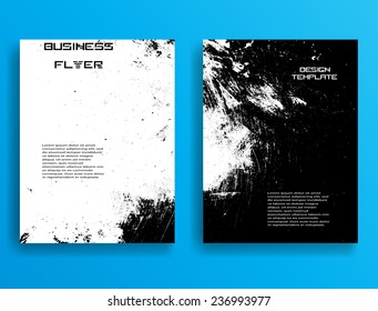 Grunge Black and White Distress Texture . Vector Illustration. Set of Flyer Templates. Collection of Brochure Design . Abstract Modern Background .