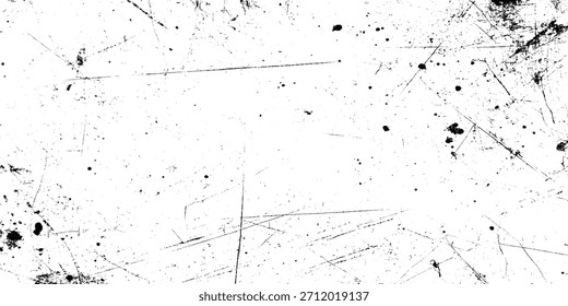 Grunge negro y blanco desgastado textura superposición con salpicaduras de tinta áspera y arañazos para fondo de diseño vintage para pared texturizado.