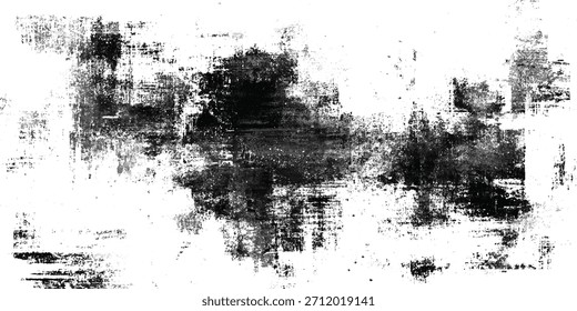 Grunge black and white distressed texture overlay with rough ink splatters and scratches for vintage design background for wall textured.