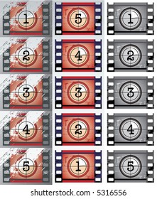 grunge, black and white film countdowns (vector)