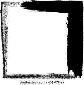Grunge Black and White Frame with distressed borders. textured square for image.Vector illustration.