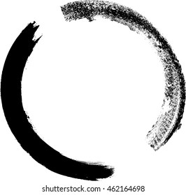 Grunge Black and White Frame with distressed borders. textured circle for image.Round Brush stroke.Vector illustration.