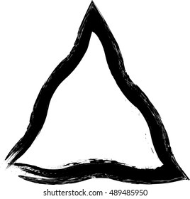 Grunge Black and White Frame with distressed borders. textured triangle for image.Brush stroke .Vector illustration.