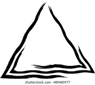 Grunge Black and White Frame with distressed borders. textured triangle for image.Brush stroke .Vector illustration.