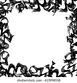 grunge black and white hand drawn frame.