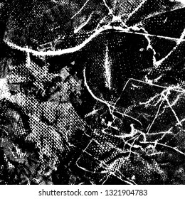 Grunge is black and white. Monochrome vector background. Dirty paint strokes. Dark texture of the old surface. Wall in spots, scuffs
