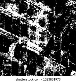 Grunge is black and white. Monochrome vector background. Dirty paint strokes. Dark texture of the old surface. Wall in spots, scuffs