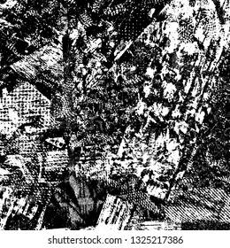 Grunge is black and white. Monochrome vector background. Dirty paint strokes. Dark texture of the old surface. Wall in spots, scuffs