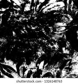 Grunge is black and white. Monochrome vector background. Dirty paint strokes. Dark texture of the old surface. Wall in spots, scuffs
