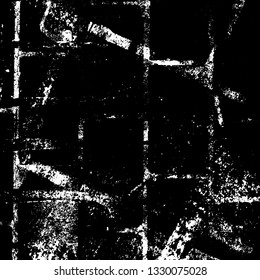 Grunge is black and white. Monochrome vector background. Dirty paint strokes. Dark texture of the old surface. Wall in spots, scuffs