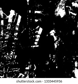 Grunge is black and white. Monochrome vector background. Dirty paint strokes. Dark texture of the old surface. Wall in spots, scuffs