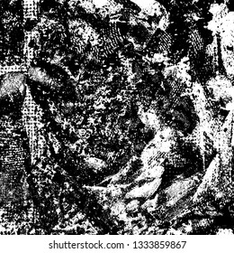 Grunge is black and white. Monochrome vector background. Dirty paint strokes. Dark texture of the old surface. Wall in spots, scuffs