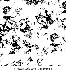 Grunge black white. Monochrome vector texture. The pattern of ink stains, cracks, fading. Overlay aged grainy messy template. Renovate wall scratched backdrop