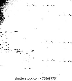 Grunge black white. Monochrome vector texture. The pattern of ink stains, cracks, fading. Overlay aged grainy messy template. Renovate wall scratched backdrop