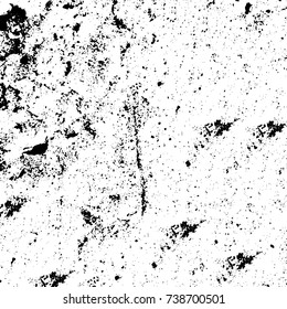 Grunge black white. Monochrome vector texture. The pattern of ink stains, cracks, fading. Overlay aged grainy messy template. Renovate wall scratched backdrop
