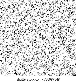 Grunge black white. Monochrome vector texture. The pattern of ink stains, cracks, fading. Overlay aged grainy messy template. Renovate wall scratched backdrop