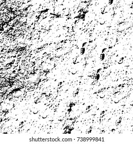 Grunge black white. Monochrome vector texture. The pattern of ink stains, cracks, fading. Overlay aged grainy messy template. Renovate wall scratched backdrop