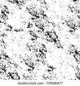Grunge black white. Monochrome vector texture. The pattern of ink stains, cracks, fading. Overlay aged grainy messy template. Renovate wall scratched backdrop
