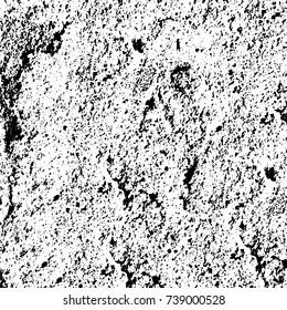 Grunge black white. Monochrome vector texture. The pattern of ink stains, cracks, fading. Overlay aged grainy messy template. Renovate wall scratched backdrop