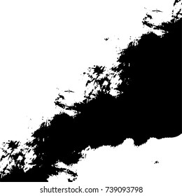 Grunge black white. Monochrome vector texture. The pattern of ink stains, cracks, fading. Overlay aged grainy messy template. Renovate wall scratched backdrop